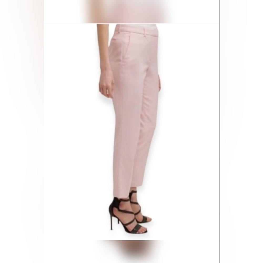 Women's 2 -DKNY Essex Ankle Pants Peach Pink Slim Straight Mid Rise Career Work